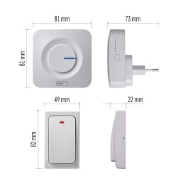 Doorbell wireless 2 pcs 230V battery-free button