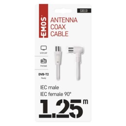 Ekranuotas antenos kabelis 1,25 m, 1×90°