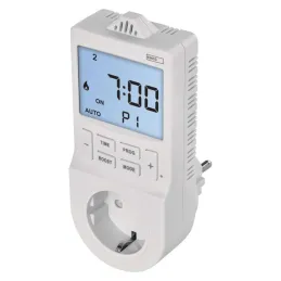 Thermostat with digital timer function in socket outlet, schuko