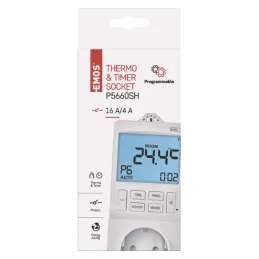 Thermostat with digital timer function in socket outlet, schuko