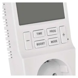 Thermostat with digital timer function in socket outlet, schuko