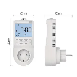 Thermostat with digital timer function in socket outlet, schuko