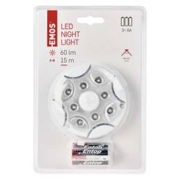LED lempa / naktinė lemputė su judesio jutikliu, 3 × AA