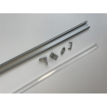 LED juostos kampinis profilis C, komplektas, skaidrus dangtelis, 1 m