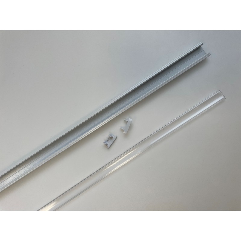 LED juostos profilis B, komplektas, skaidrus dangtelis, 1 m