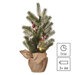 LED tuledega kunstjõulupuu, lumine, 52 cm, 3x AA, soe valge, taimer