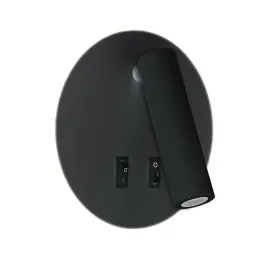 Sieninis šviestuvas OTELLO LED 6W+3W juodas, apvalus