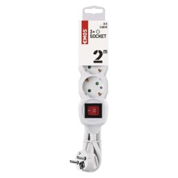 Extension cord 3x 2 m. with switch 3 860w white
