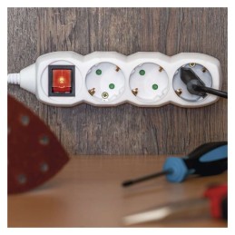 Extension Cord 2 m / 3 sockets / switch / white / PVC / 1 mm2