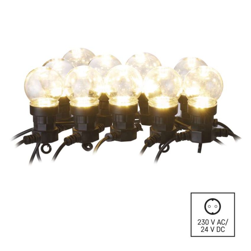 LED light chain, 10x clear party bulbs, 5 m, outdoor and indoor, warm white