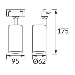 Bėginis apšvietimo įtaisas „Luter Tra GU10“, juodas