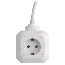 Extension power adaptor cube 1.9 m / 4 sockets / white / PVC / with USB / 1 mm2