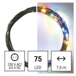 LED nano chain, green, 7.5 m, outdoor and indoor, multicolour, timer