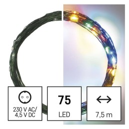 LED-nanovaloketju 7,5 m värillinen IP44, ajastin, 220V