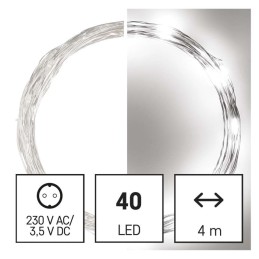 LED nano šviesos grandinė 4 m, šalta balta spalva, IP44, įjungimas/išjungimas, laikmatis, 220 V
