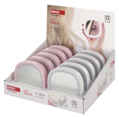 Kosmetinis veidrodėlis su LED apšvietimu 30 lm kišeninis 3xAAA