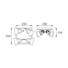 Sieninis šviestuvas, lubinis šviestuvas Mario 4x gu10