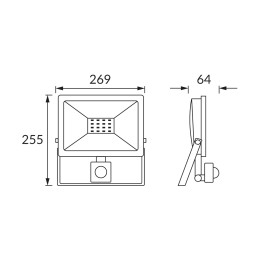 Valonheitin Kroma slim LED SMD 100W, jossa on liiketunnistin Neutraali