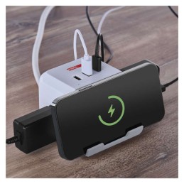 Удлинительный шнур Cube 2 м 2x розетки + 2x USB A + 1x Usb C + беспроводное зарядное устройство