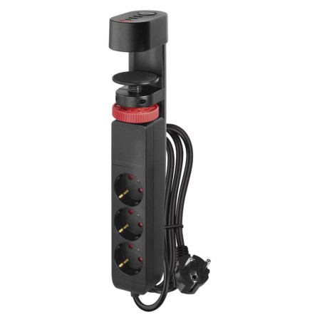 Удлинительный кабель 1,5 м 3x выключатель розетки настольное крепление 2x USB A 1x USB C черный