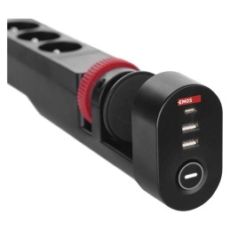 Extension cable 1,5m 3x socket switch desk mount 2x USB A 1x USB C black