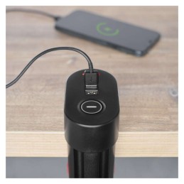 Удлинитель 1,5 м, 3x розетки, настольное крепление, 2x USB A, 1x USB C, черный