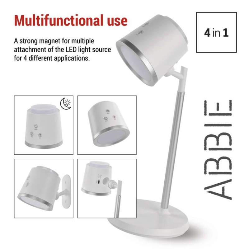 LED Desk Lamp ABBIE, rechargeable, white