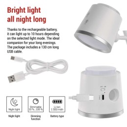 LED Desk Lamp ABBIE, rechargeable, white