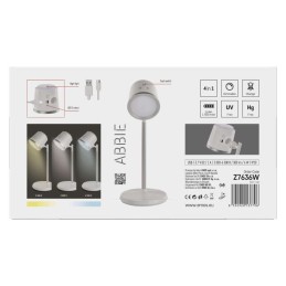 LED Desk Lamp ABBIE, rechargeable, white