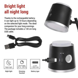 LED Desk Lamp ABBIE, rechargeable, black