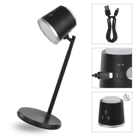 LED Desk Lamp ABBIE, rechargeable, black