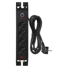 Surge Protector SCHUKO 4 sockets, 2m, black