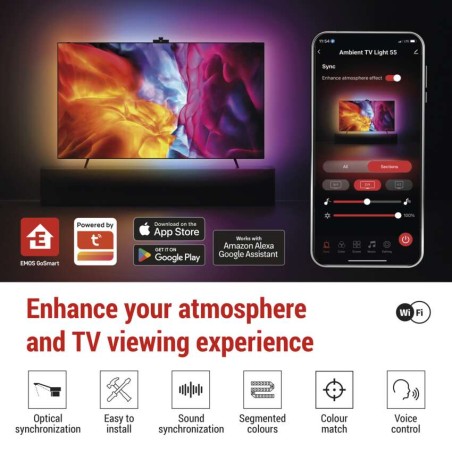 LED aplinkos RGB apšvietimas TV 55 (139 cm) EMOS GoSmart WiFi