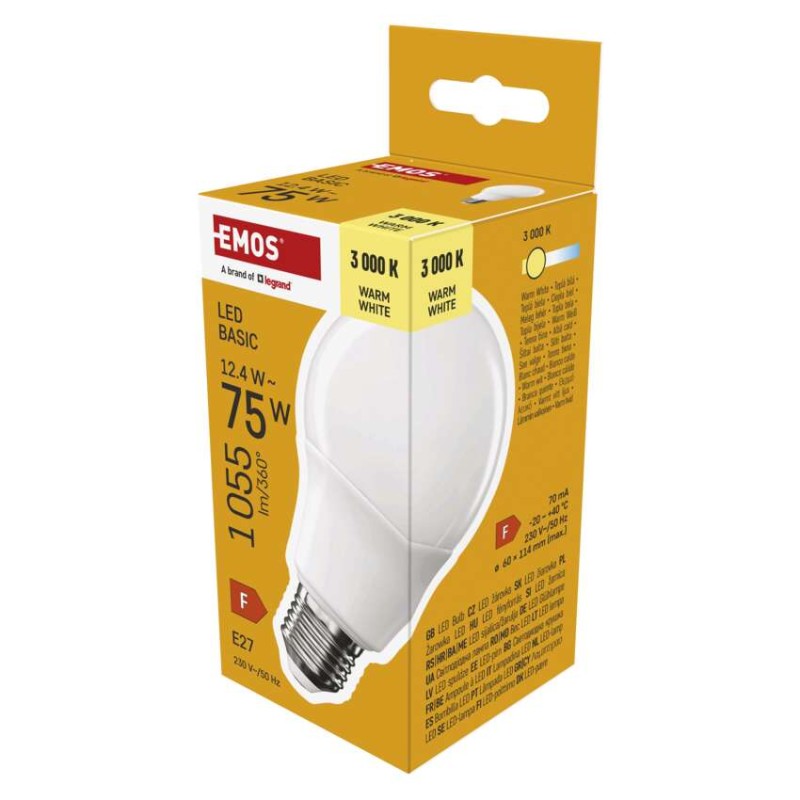 LED Bulb Basic A60 E27 12W (75W)1055lm Warm white