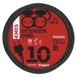 Extension lead, extension lead Emos 2 sockets 10m black IP44