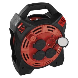 Резиновый удлинитель на барабане со светодиодной подсветкой, 4x розетки, 15 м