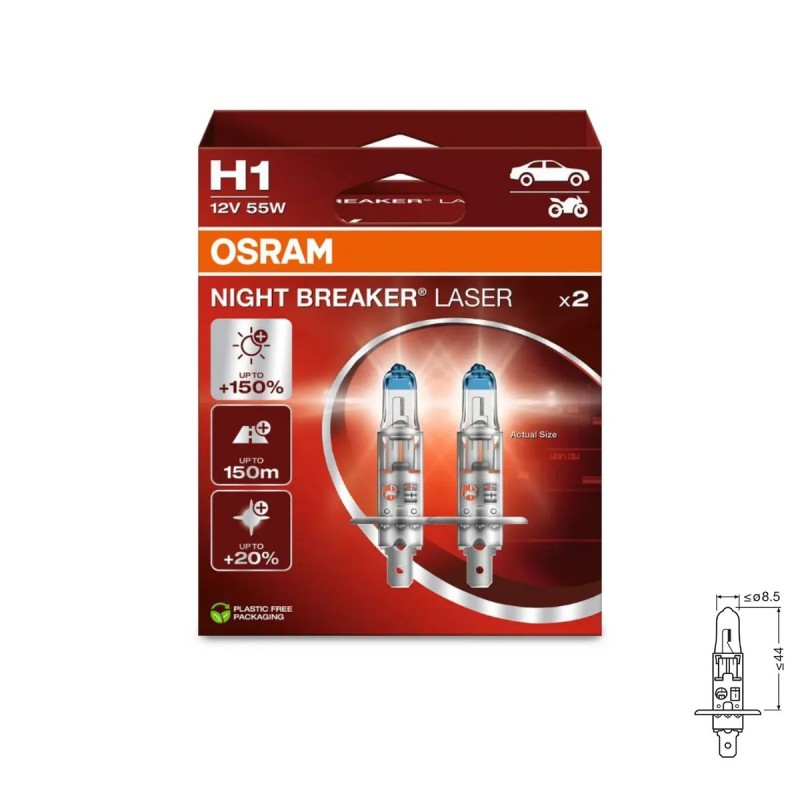 Autopirn Osram Lazer Night Breaker H1 55w 2tk.