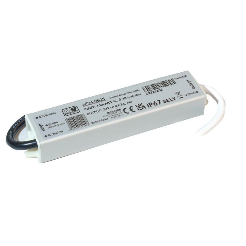 Led Driver/ Trafo 24v 15w ip67 kompaktne metallkorpus