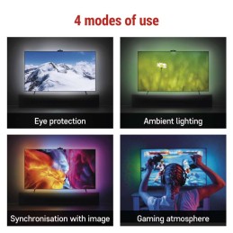 LED aplinkos RGB apšvietimas 65 colių (164 cm) EMOS GoSmart WiFi televizorius