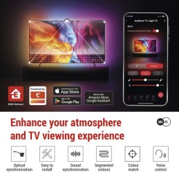 LED aplinkos RGB televizoriaus apšvietimas 75 colių (189 cm) EMOS GoSmart WiFi