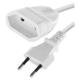 Extension cord/ connector 3m 0.75mm2 flat white