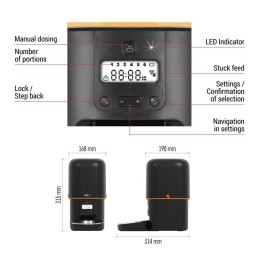 Automatinis kačių ir šunų šėrimo įrenginys, 4 l, juodos spalvos