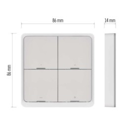 ZigBee Tuya išmanusis jungiklis su 4 mygtukais, baltas