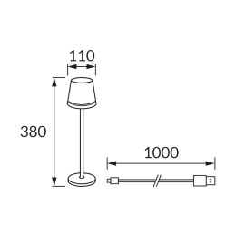 Rechargeable Led table lamp Ines CCT 3w black