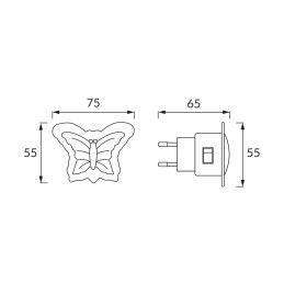 Naktinė lemputė Motyl Led 0,3 W 220 V balta