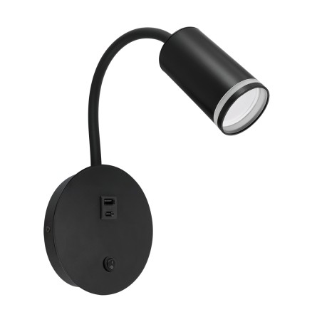 Wall light Gu10 Zula USB A USB C black