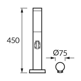 Post light, garden light Tuber e27 with 220V socket black