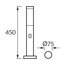 Post light, garden light Tuber e27 with motion sensor black