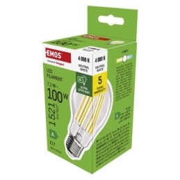 LED bulb Filament A60 A CLASS / E27 / 7.2 W (100 W) / 1521 lm / neutral white