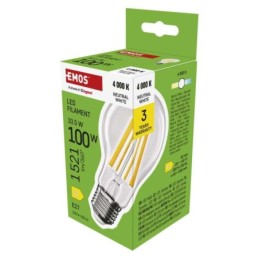 LED lemputė Filament A60 / E27 / 10,5 W (100 W) / 1521 lm / Neutraliai balta